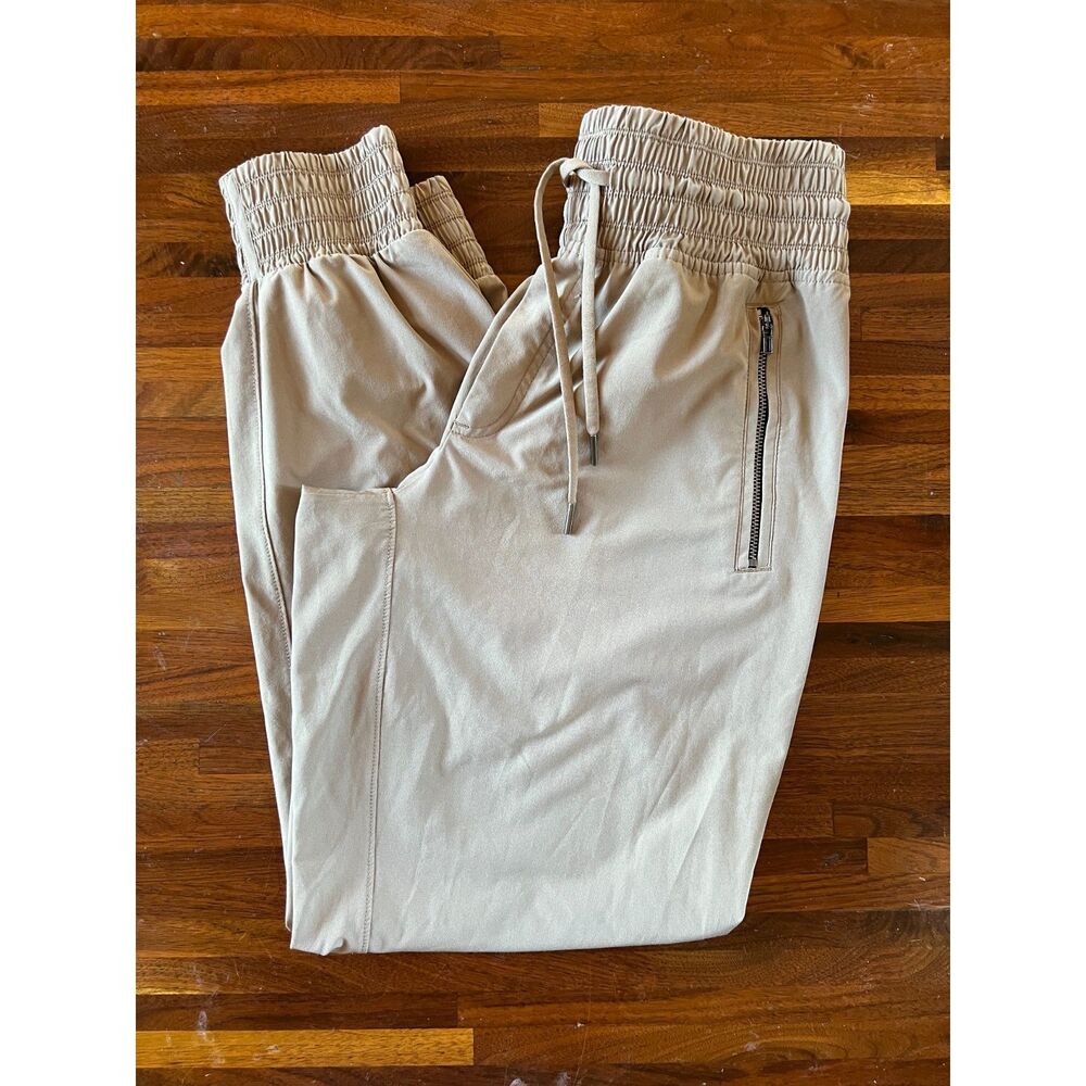 Athleta Camden Jogger Pants Size 0 Tan Beige Zip Pockets Travel Athleisure